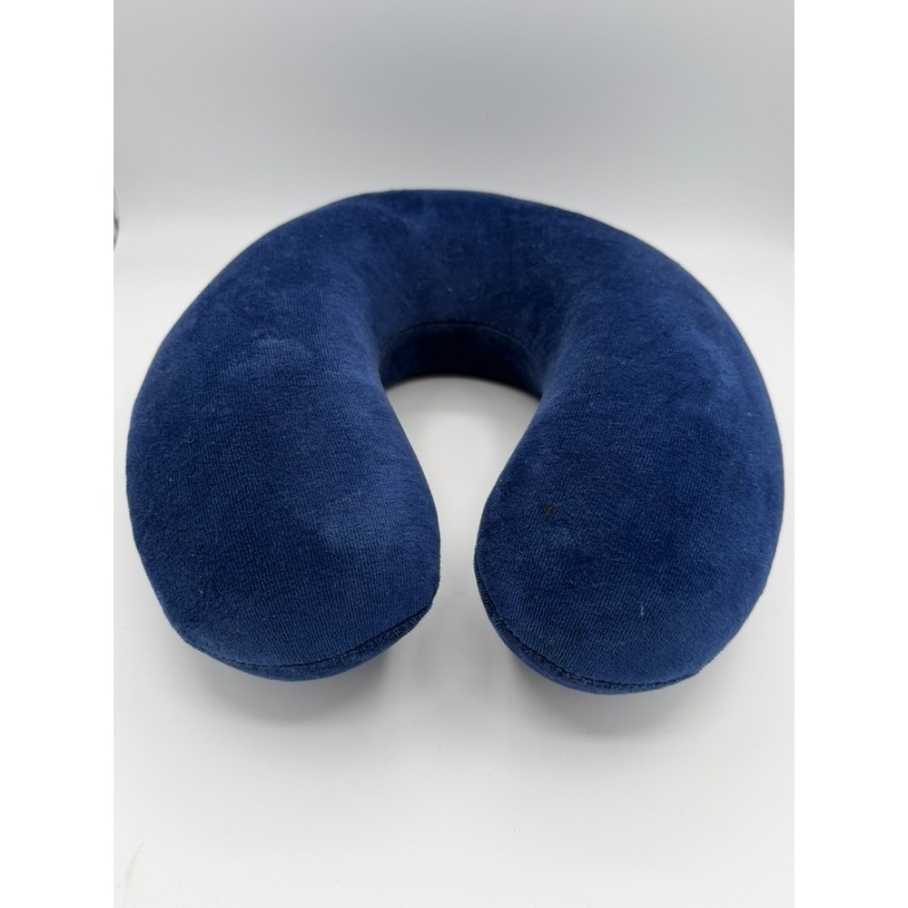 TravelMate Memory Foam Travel Neck Pillow Blue Zippered Cover Removable Insert